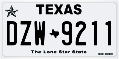 TX license plate DZW9211