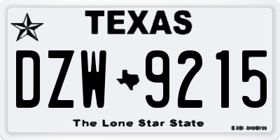 TX license plate DZW9215