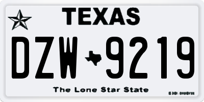 TX license plate DZW9219