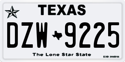 TX license plate DZW9225