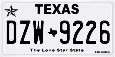 TX license plate DZW9226