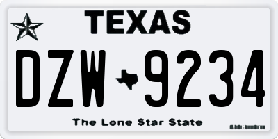 TX license plate DZW9234