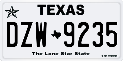 TX license plate DZW9235