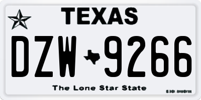 TX license plate DZW9266