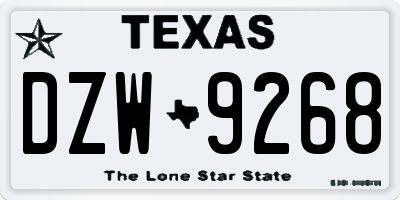 TX license plate DZW9268