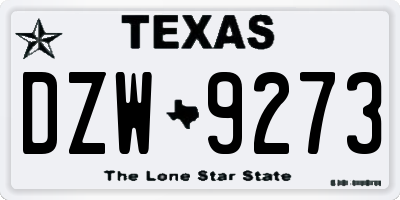 TX license plate DZW9273