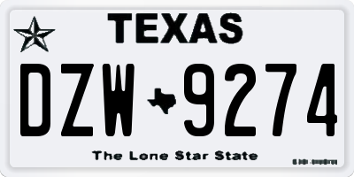 TX license plate DZW9274
