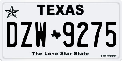 TX license plate DZW9275