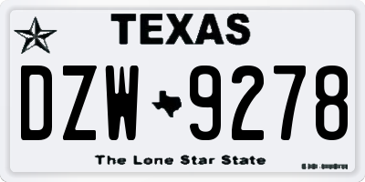 TX license plate DZW9278
