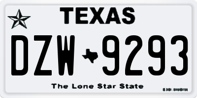 TX license plate DZW9293