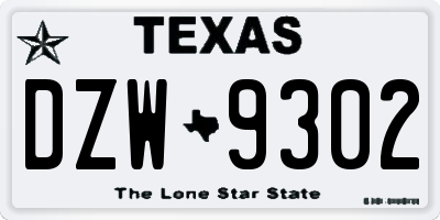 TX license plate DZW9302