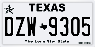 TX license plate DZW9305