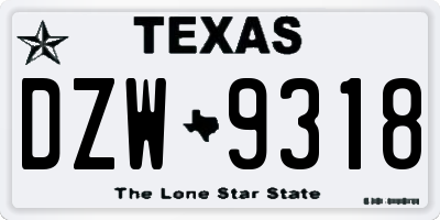 TX license plate DZW9318