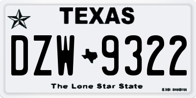TX license plate DZW9322