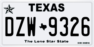 TX license plate DZW9326