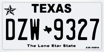 TX license plate DZW9327