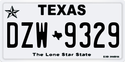 TX license plate DZW9329