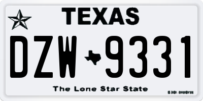 TX license plate DZW9331