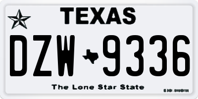 TX license plate DZW9336