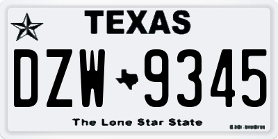 TX license plate DZW9345
