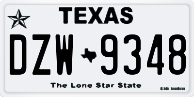 TX license plate DZW9348