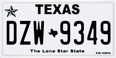 TX license plate DZW9349