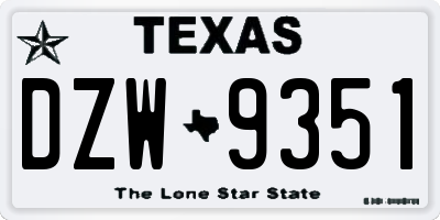 TX license plate DZW9351