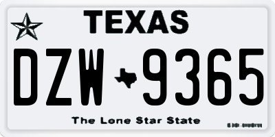 TX license plate DZW9365