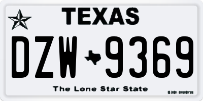 TX license plate DZW9369