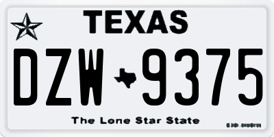 TX license plate DZW9375