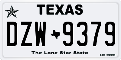 TX license plate DZW9379