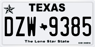 TX license plate DZW9385