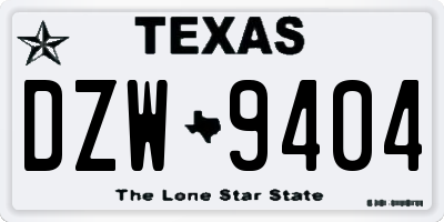 TX license plate DZW9404