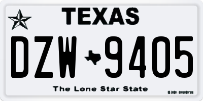 TX license plate DZW9405