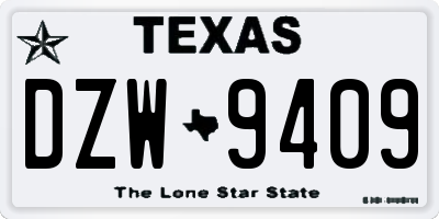 TX license plate DZW9409