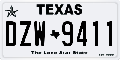 TX license plate DZW9411