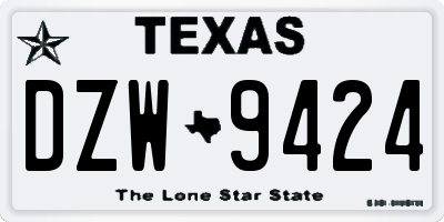 TX license plate DZW9424