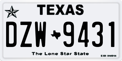 TX license plate DZW9431