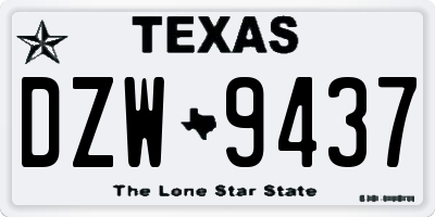 TX license plate DZW9437