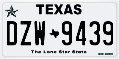 TX license plate DZW9439