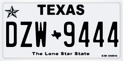 TX license plate DZW9444