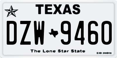 TX license plate DZW9460