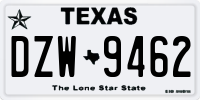 TX license plate DZW9462