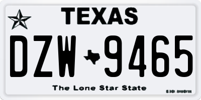 TX license plate DZW9465