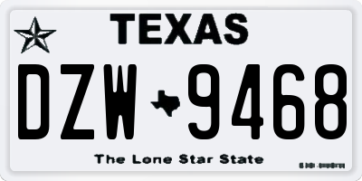 TX license plate DZW9468