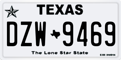 TX license plate DZW9469