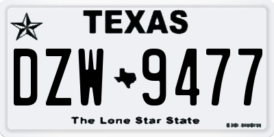 TX license plate DZW9477