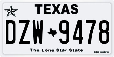 TX license plate DZW9478