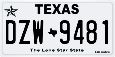 TX license plate DZW9481