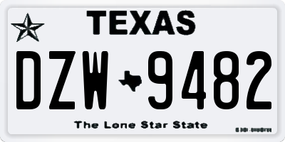 TX license plate DZW9482